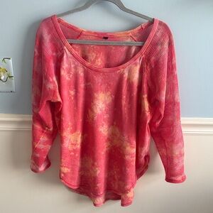 Women's Tie-Dye Long Sleeve Top Jessica Simpson 2000s sunset netted flirty shirt